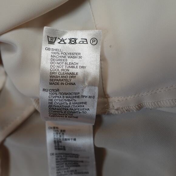 Reiss Top Womens 10 Alena Plunge Button Detail Blouse Satin Tie Waist Ivory - Picture 9 of 14